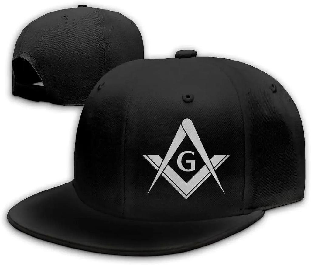 Verstellbare Baseballkappe Trucker-Kappe Unisex/Unisex/Damen - Freimaurer Logo Quadrat und Zirkel 1 Schwarz