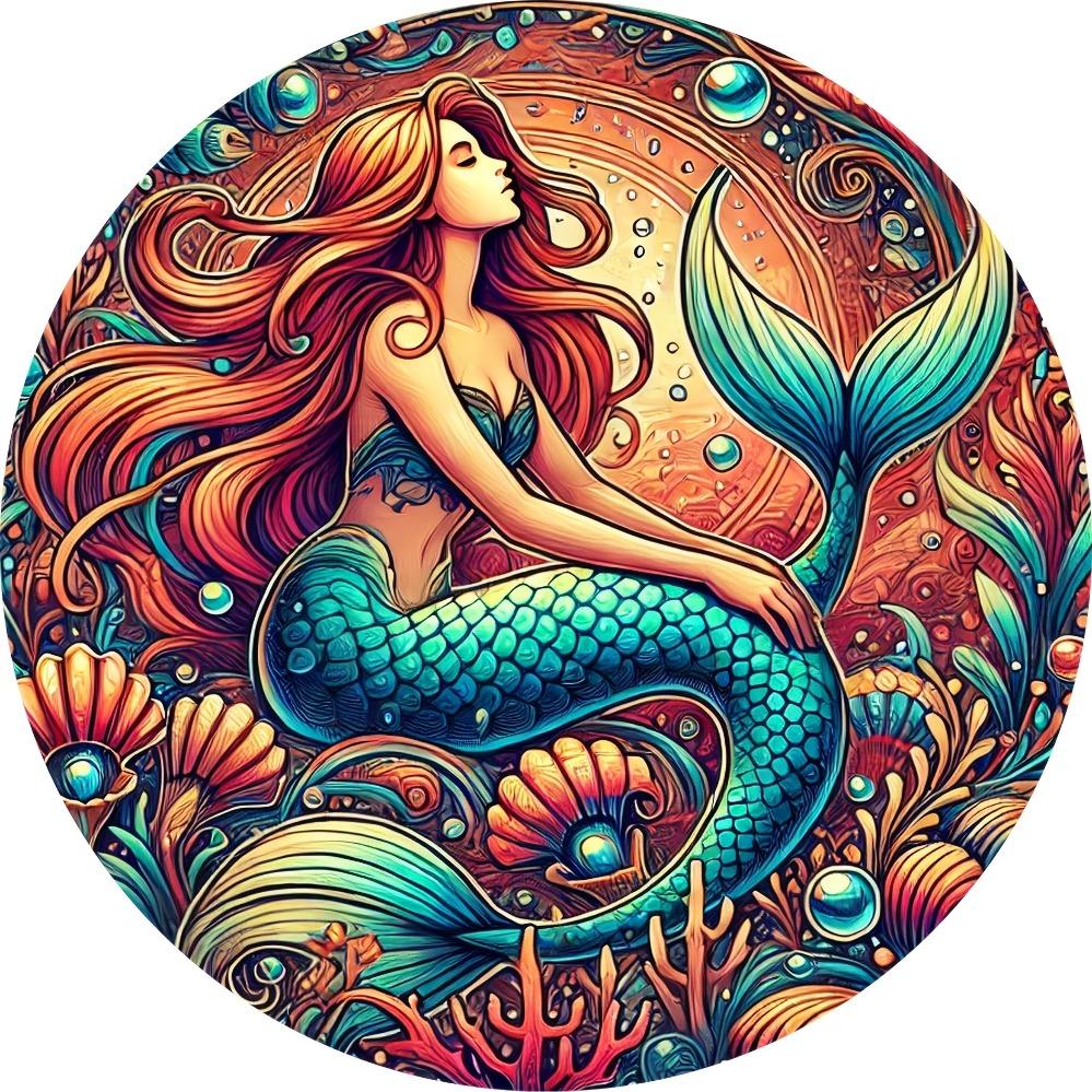 pc Vintage Mermaid Wall Art Sign Vibrant Underwater Scene Coral Reefs Bubbles Durable for Bedroom Bar Office or Gift