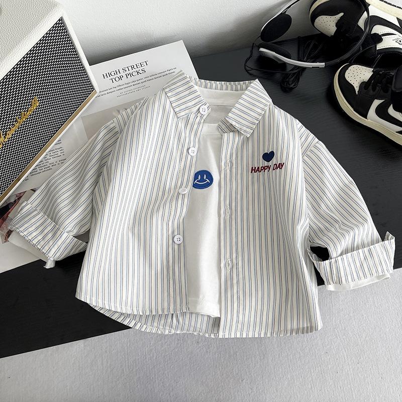 Spring Autumn Baby Korean Fresh Embroidered Shirt Unisex Toddler Casual Top
