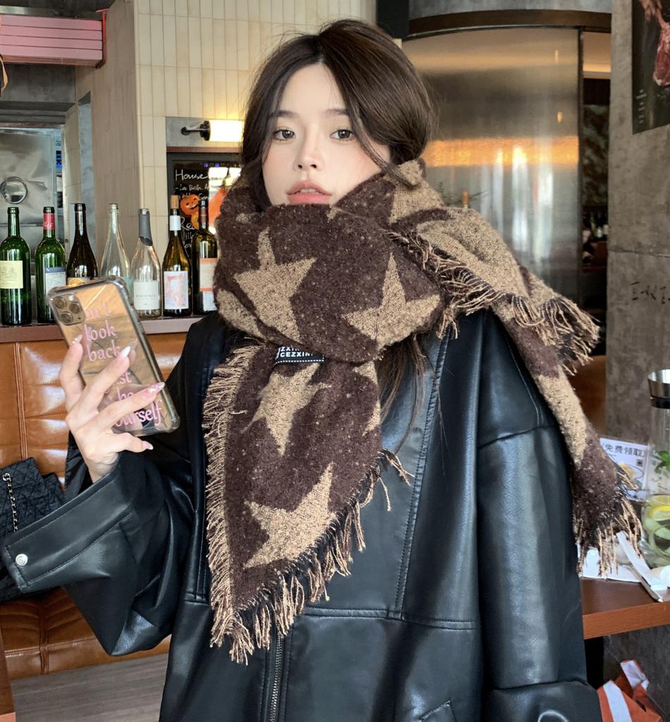 Star Print Scarf Cozy Couple'S Scarf Winter Scarf Understated For Daily Adventures Commuting Business Trips