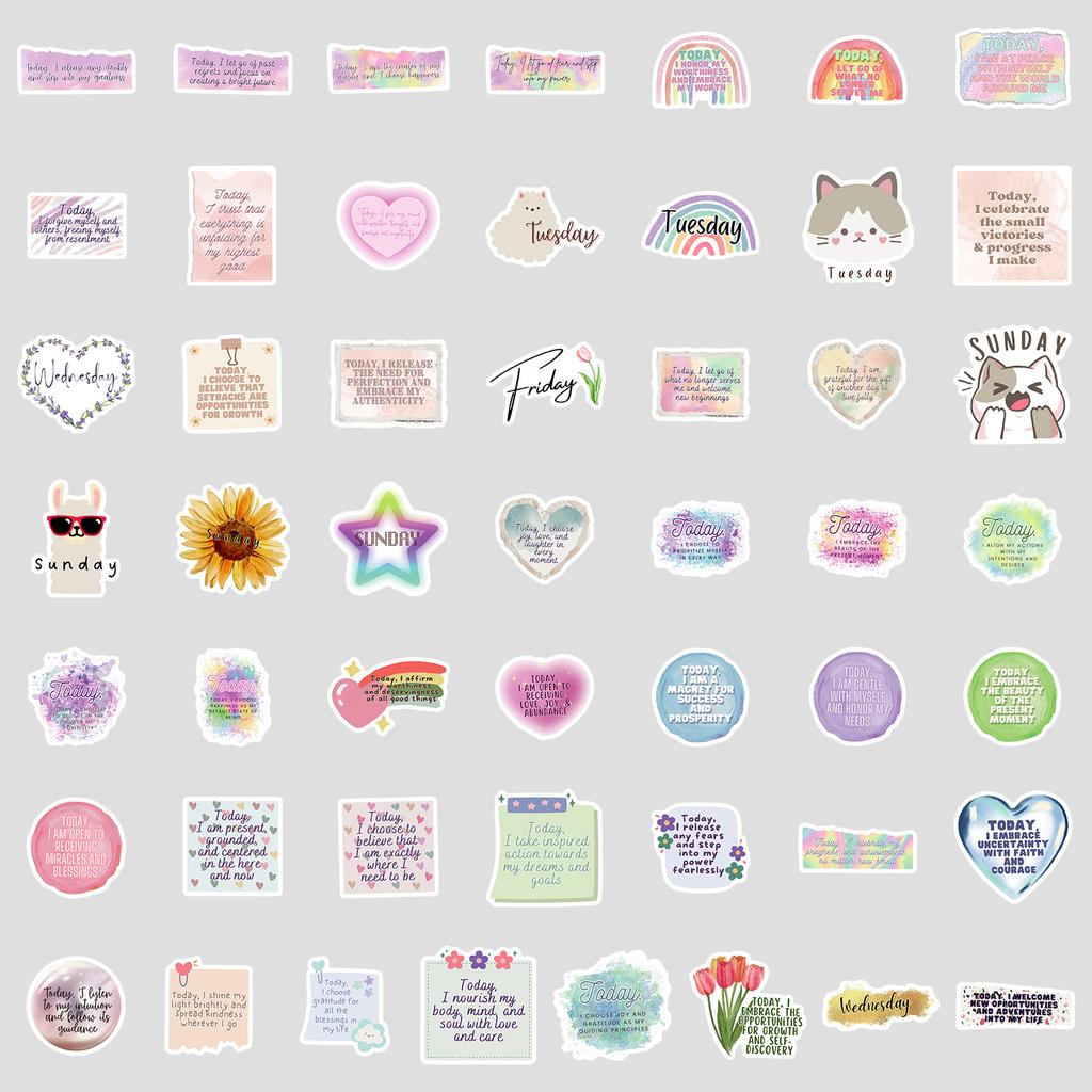 50 New English Phrases Graffiti Stickers Water Cup Computer Skateboard Suitcase Waterproof Decorative Stickers