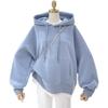 Fall/Winter New Style Mid-Length Loose Fleece Hooded Casual Women's Fashion Embroidered Long-Sleeved T-shirt