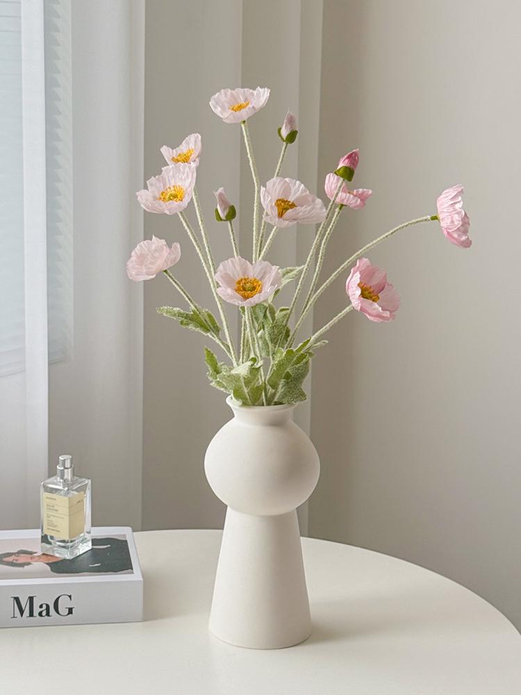Poppy Pink Icelandic Artificial Flower Bouquet for Living Room Decoration