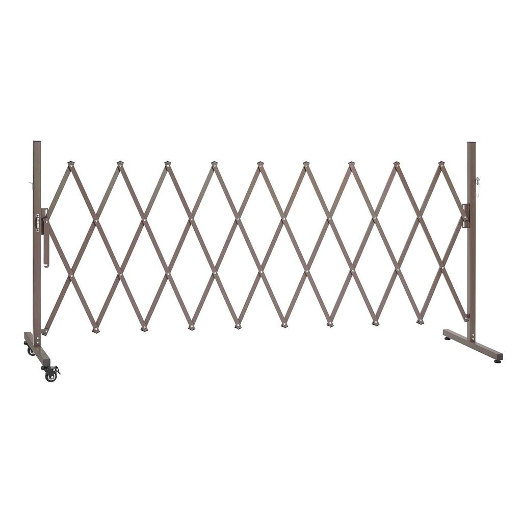 Expandable Barricade, 3.07m Expandable Safety Barrier, Flexible Mobile Barricade with Locking Casters, Portable Folding Security Gate Metal Traffic