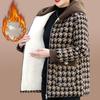 Women's Hooded Plush Lamb Fleece Jacket - Thick Warm Versatile Short Coat with Plaid Design