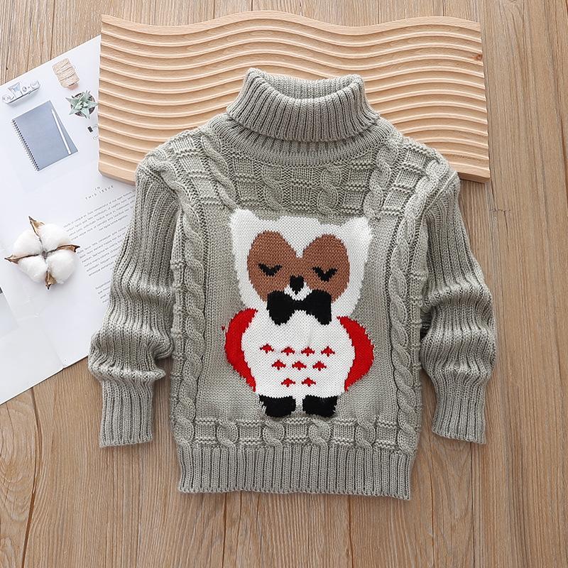 Children's Sweaters Fall and Winter Long-sleeved Boys and Girls Cartoon Turtleneck Knit Sweater