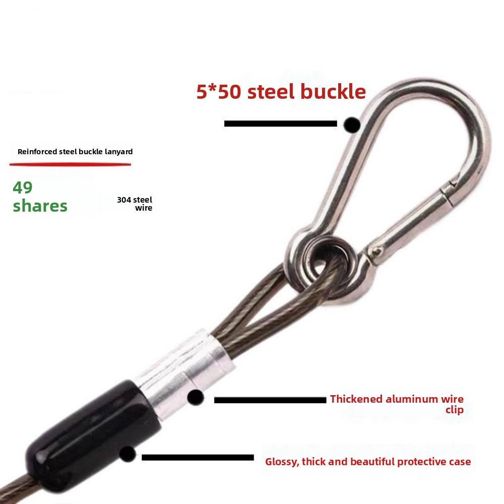 New with Metal Carabiner Outdoor Key Cord 304 Stainless Steel Multistyles Anti-slip Rope Weighing 46KG Fishing Lanyards