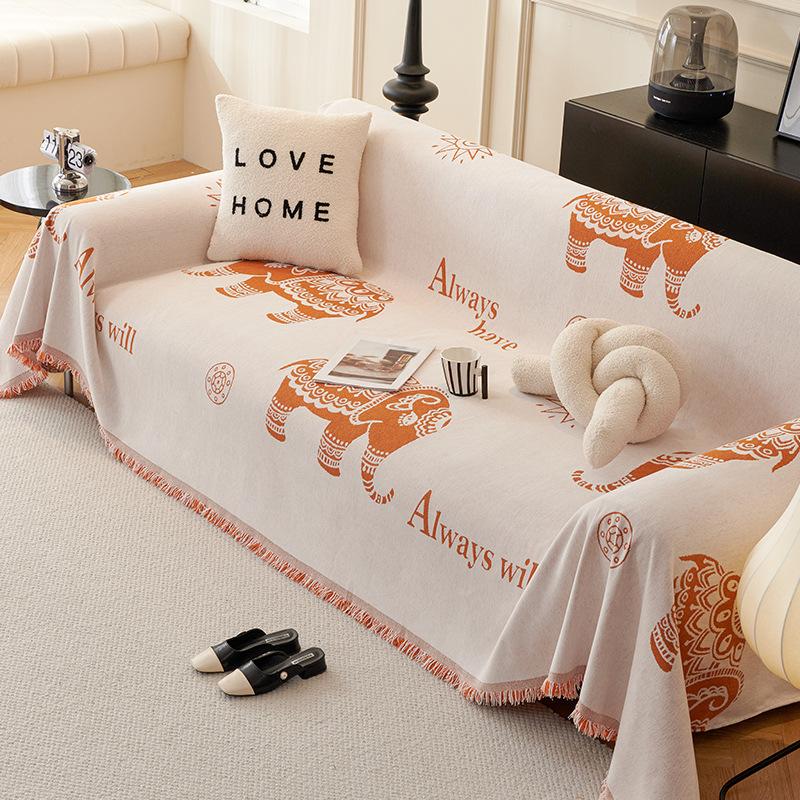 Cartoon Creative Elephant Sofa Towel Chenille Anti-Scratching Sofa Cover Cloth Dustproof Sofa Cover Universal Cover