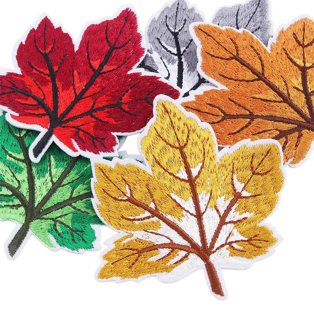 Soft DIY Decorative Stickers Cloth Stickers Embroidery Stickers Patch Stickers Maple Leaf Sticker