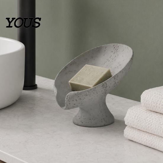 Non-foaming Soap Dish Self Draining Dish, 3D Printed Holder, Multi-functional Smooth Curve Tray Sink Organizer for Shower, Bathroom, Kitchen