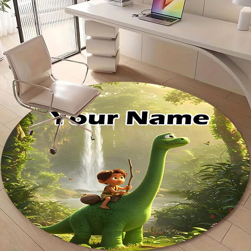 Personalized Good Dinosaur Round Chair Office Rug - Perfect for Mat, Office Chair & More - Ideal Gift for Birthdays and Holidays