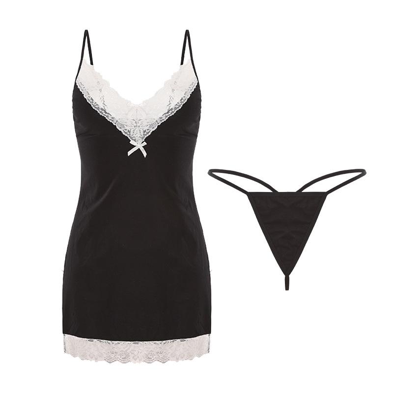 Women's Plus Size Lace Deep V Cami Sleep Dress Lounge Set