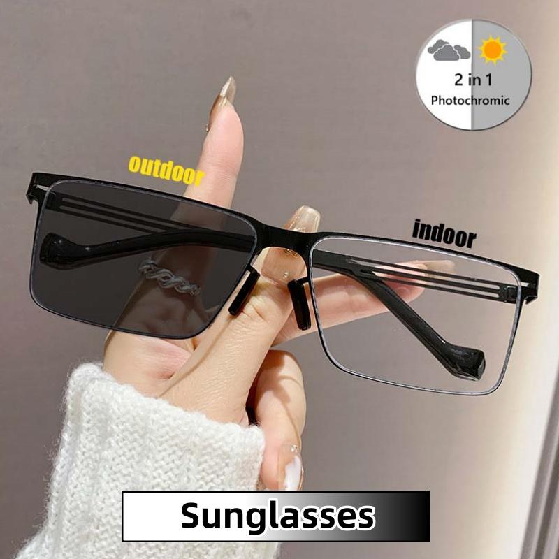 Photochromic Sunglasses UV400 Protection Square Retro Style for Women Men Outdoor Driving Travel Beach Shades