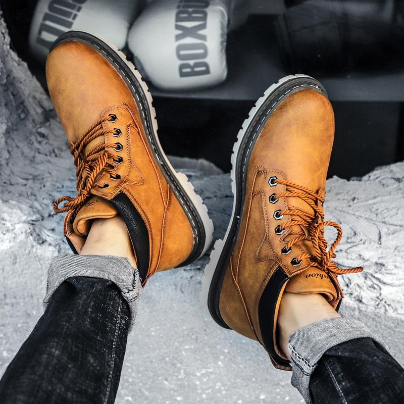 Outdoor tooling shoes 2025 autumn and winter new fashion casual large size medium and high top rhubarb boots men's Martin boots