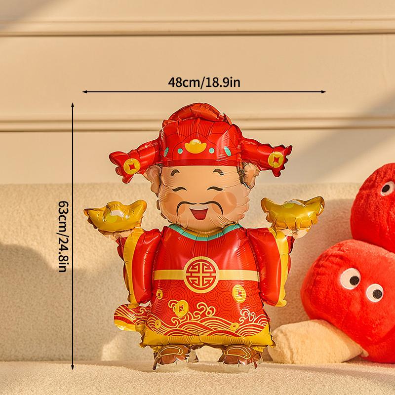 2026 Chinese New Year Decoration God of Wealth Balloon Lunar Year Aluminum Film Standing Balloons Spring Festival Balloon Decor