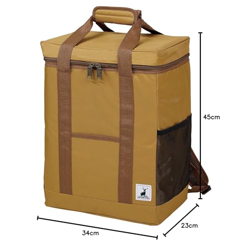 Captain Stag (CAPTAIN STAG) Cooler Bag, Square Backpack Style, Brown Duck, UE-621, Size: 34cm W X 23cm D X 45cm H