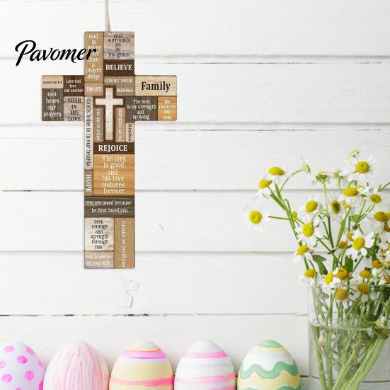 Decorative Wooden Crosses Easter Cross Ornament, Rustic Hanging Pendant with Hemp Rope Wall Ornament for Bedroom Decor, Religious Home Decoration,