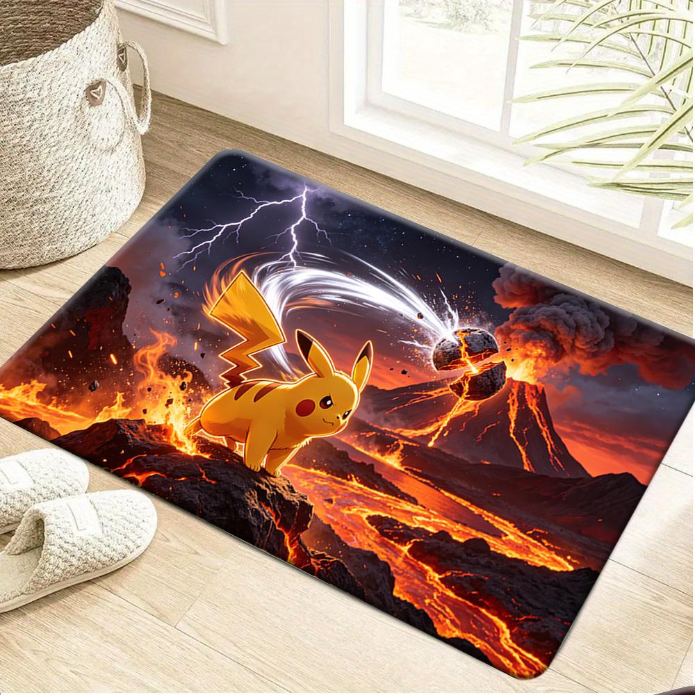 Anime Pokemon Ash Dawn Brock Group Characters Print Soft Non-Slip Absorbent Indoor Home Entryway Bathroom Decor Floor Doormat Ru 40x60cm
