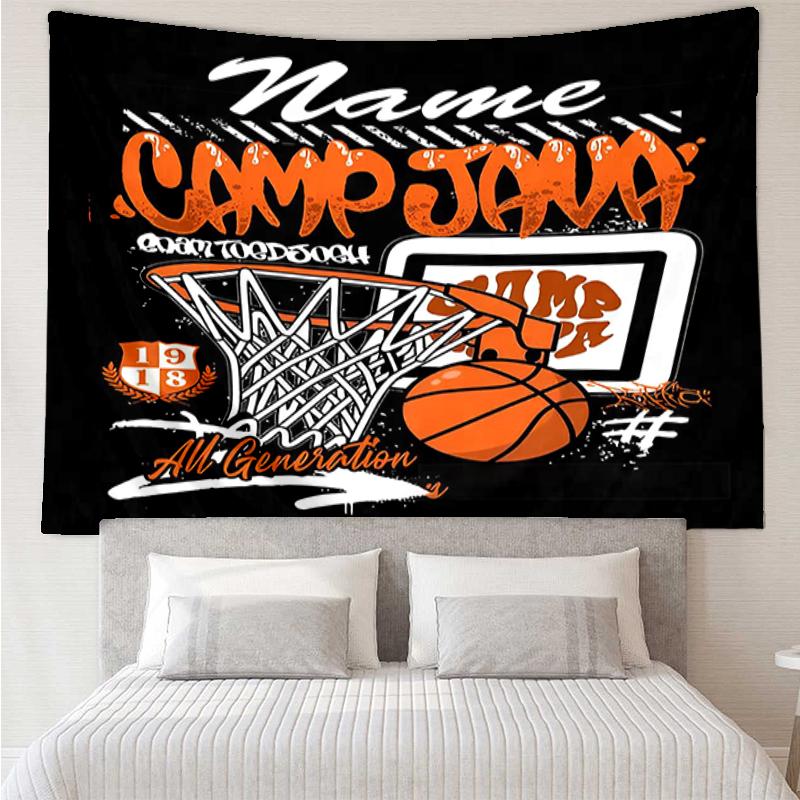 Custom Name basketball Print Tapestry, Backdrop, Easy Setup, Ideal for Bedroom, Office & Living Room, with Aesthetic Wall Hanging Decor.