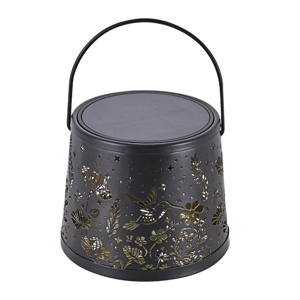

Solar Powered Decorative Outdoor Lantern Hollow Flower and Bird Pattern Atmosphere Lamp for Garden/Patio A