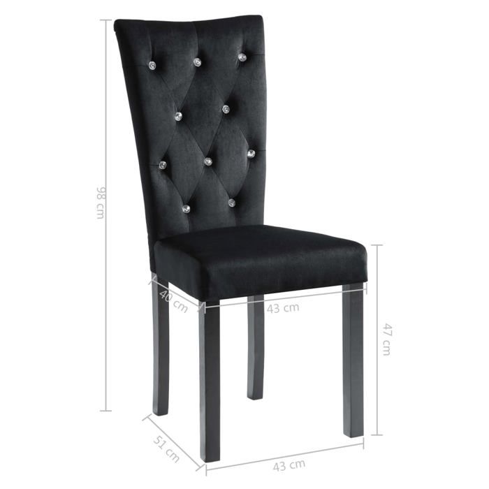 VidaXL 6x Chaise de Salle à Manger Velours Noir Chaise de Cuisine Siège 275220
