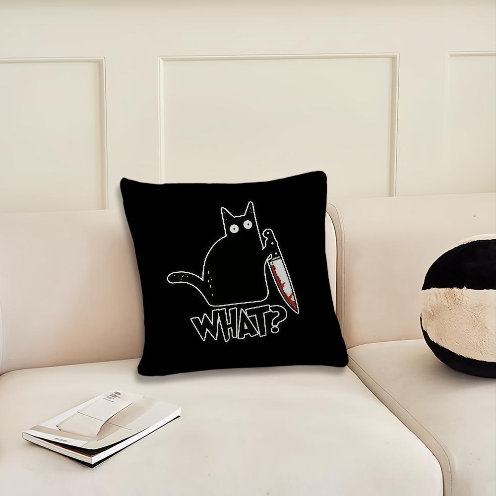 

Cat What Murderous Black Cat With Knife cushion cover Pillow Cover Decoration Room Home Sofa living Office Car Nordic Simplicity 12x12Inch