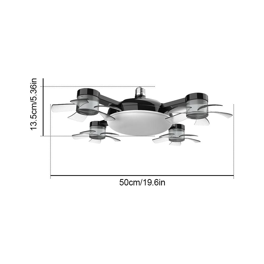Electric Ceiling Fan Drone Fan E26/E27 Silent Wireless Electric Fan with Light Remote Control Universal Dimming for Home