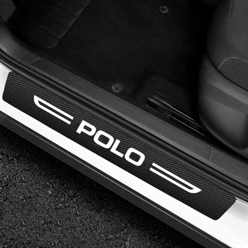 WGLRK1 Car Door Sill Protector Plate Rear Trunk Bumper Guard Threshold Sticker for Volkswagen VW POLO Logo 2024 2023 6R 9N MK5 2023