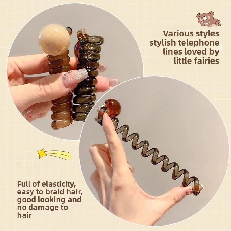 1PCS Retro Telephone Line Hair Ring Female Temperament Simple Bubble Braid Hair Artifact Headband Ponytail Hairband Hair Accessories
