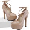 Elegant Women Pumps Party Wedding Banquet Shoes Sexy Shallow Round Toe Slingback Super High Heels Platform Stilettos Big Size 44