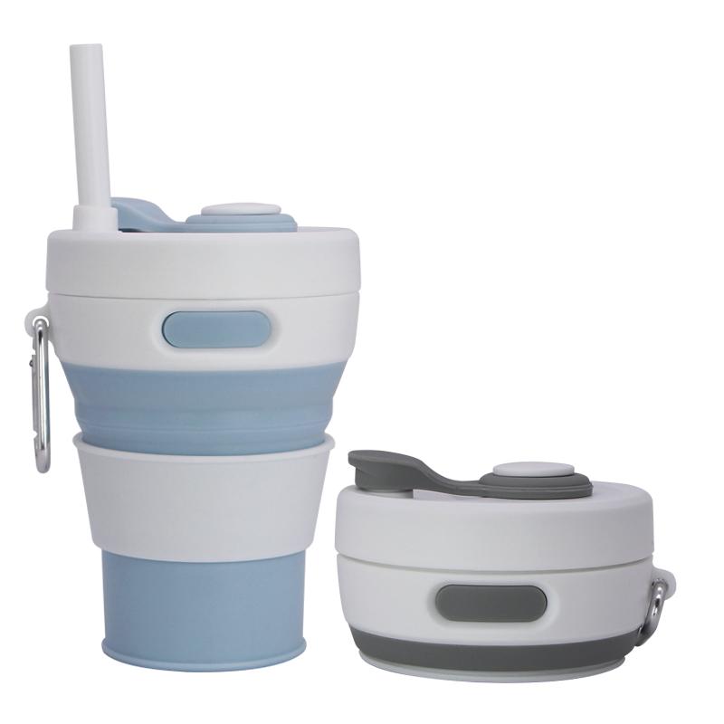 2 Pcs Collapsible Cup for Traveling 450ml Silicone Folding Camping Mug Leak Proof BPA Free Portable Reusable