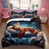 Cartoon Winnie Pooh Bear Tiger Bedding Sets Set,Anime Duvet Cover Bed Comforter Set Bedding Set Birthday Gift for Kid Boys Girls