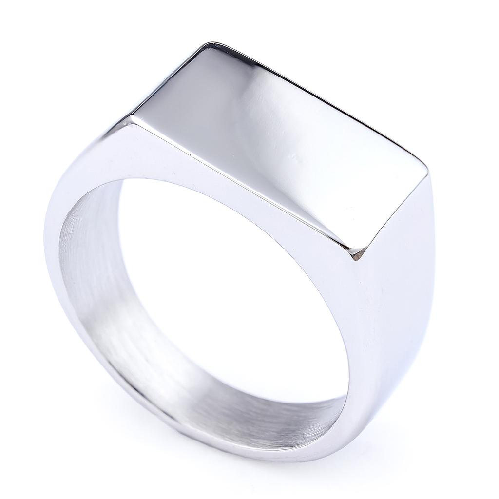 Minimalist Fashion Rectangular Mirror Stainless Steel Ring Small Batch Smooth Design Trendy Accessory