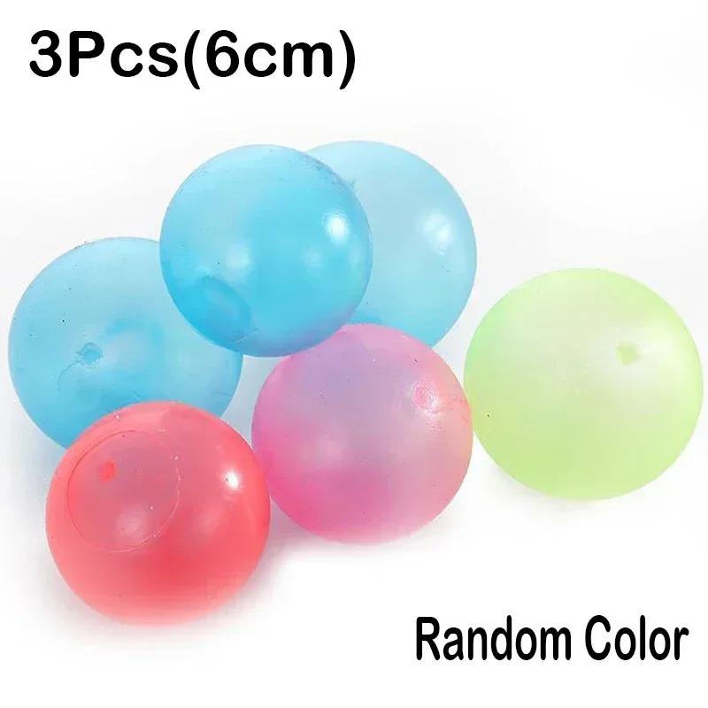 1-4Pcs Luminous Balls High Bounce Glowing Ball Sticky Wall Home Party Decor Kids Adult Gift Anxiety Stress Relieve Toy 4.5Cm/6Cm