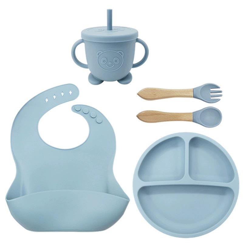 Children's Silicone Tableware Set: 8-Piece Suction Cup, Anti-Fall for Baby & Mom