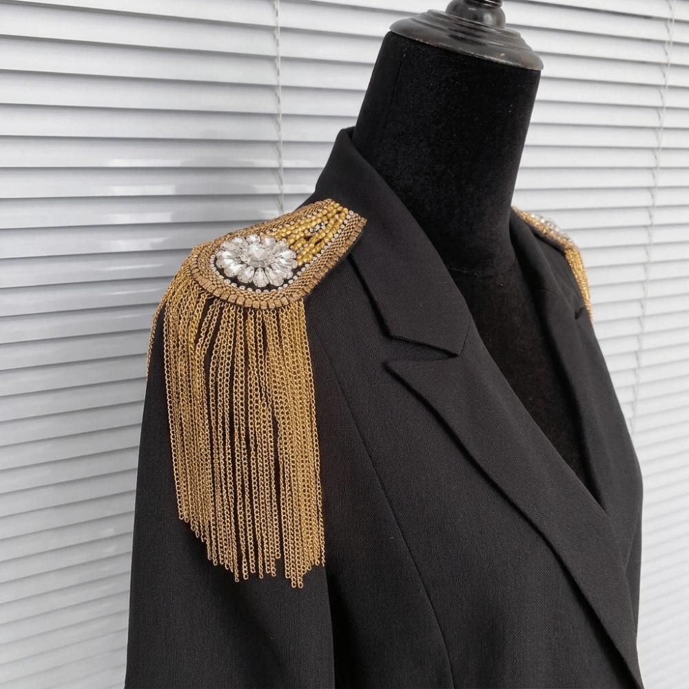 Punk Tassel Chain Shoulder Board Brooch Epaulette Star Shoulder Flash  Clothing Accessories