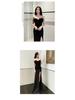 2025 Sexy Backless Strapless Floor-Length Slit Evening Gown for Foot Massage Technicians