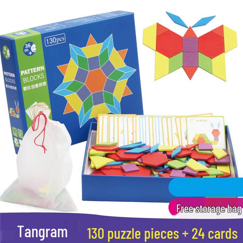 130-Piece Montessori Wooden Creative Puzzle: Child s Divergent Thinking Educational DIY Jigsaw Toy