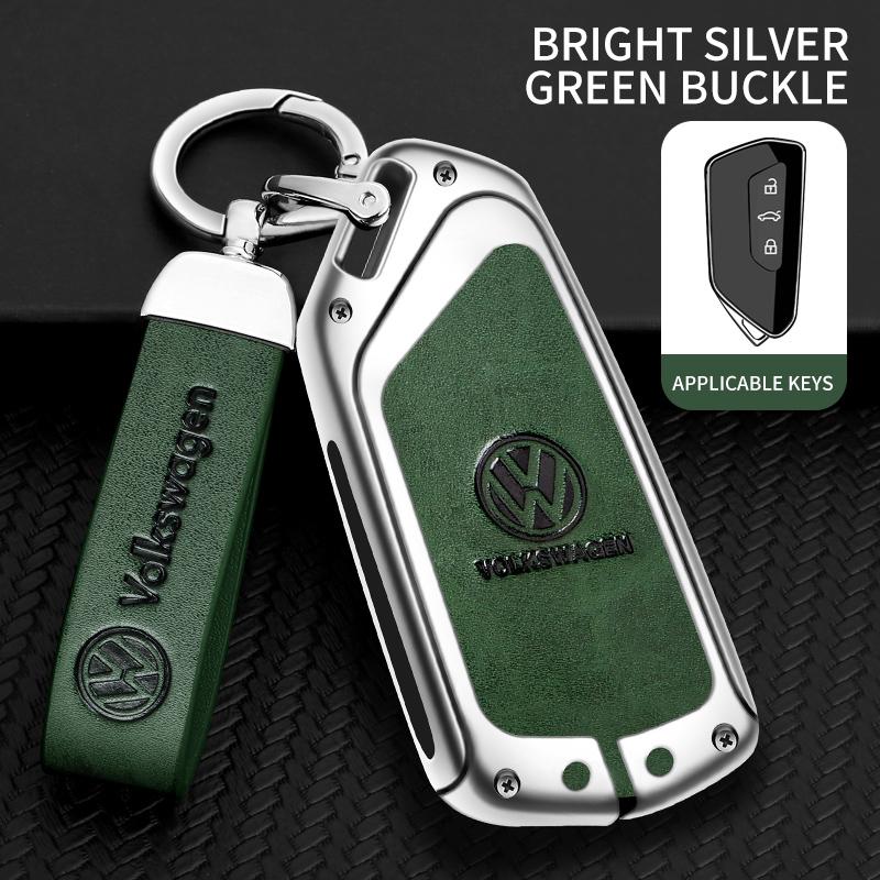 

For VOLKSWAGEN Zinc Alloy Leather Car Smart Remote Key Fob Case Cover Protector Shell For VW Volkswagen Golf 8 MK8 Leon Keychain