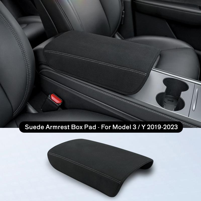For Tesla Model 3 / Y 2019-2025 Suede Armrest Box Pad Cover Car Central Control Armrest Protector Mat Car Interior Accessories
