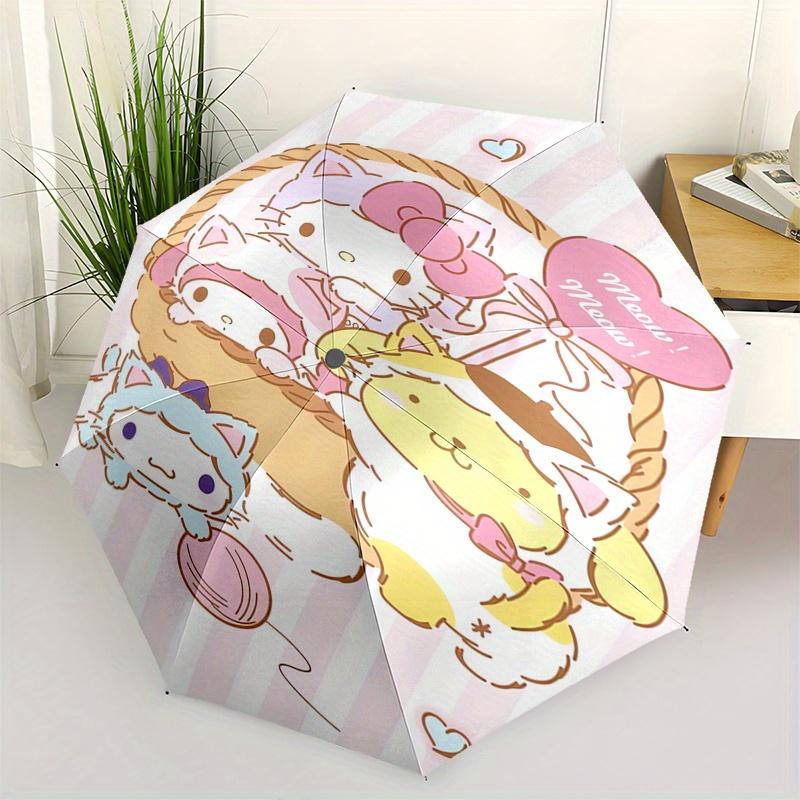 

Hello Kitty,Sanrio Characters Automatic Folding Umbrella Simple 8 Rib Design, Bright Cartoon Pattern, Durable Iron Frame, Suitable For Trave