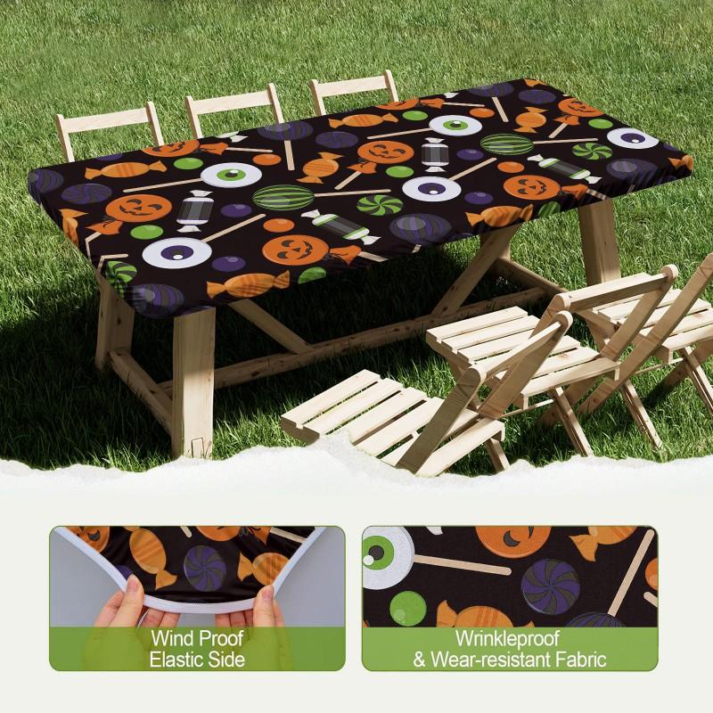 Halloween Print Tablecloth Set Waterproof Dustproof Table Cover Outdoor Dining Chair Covers Modern Rectangular