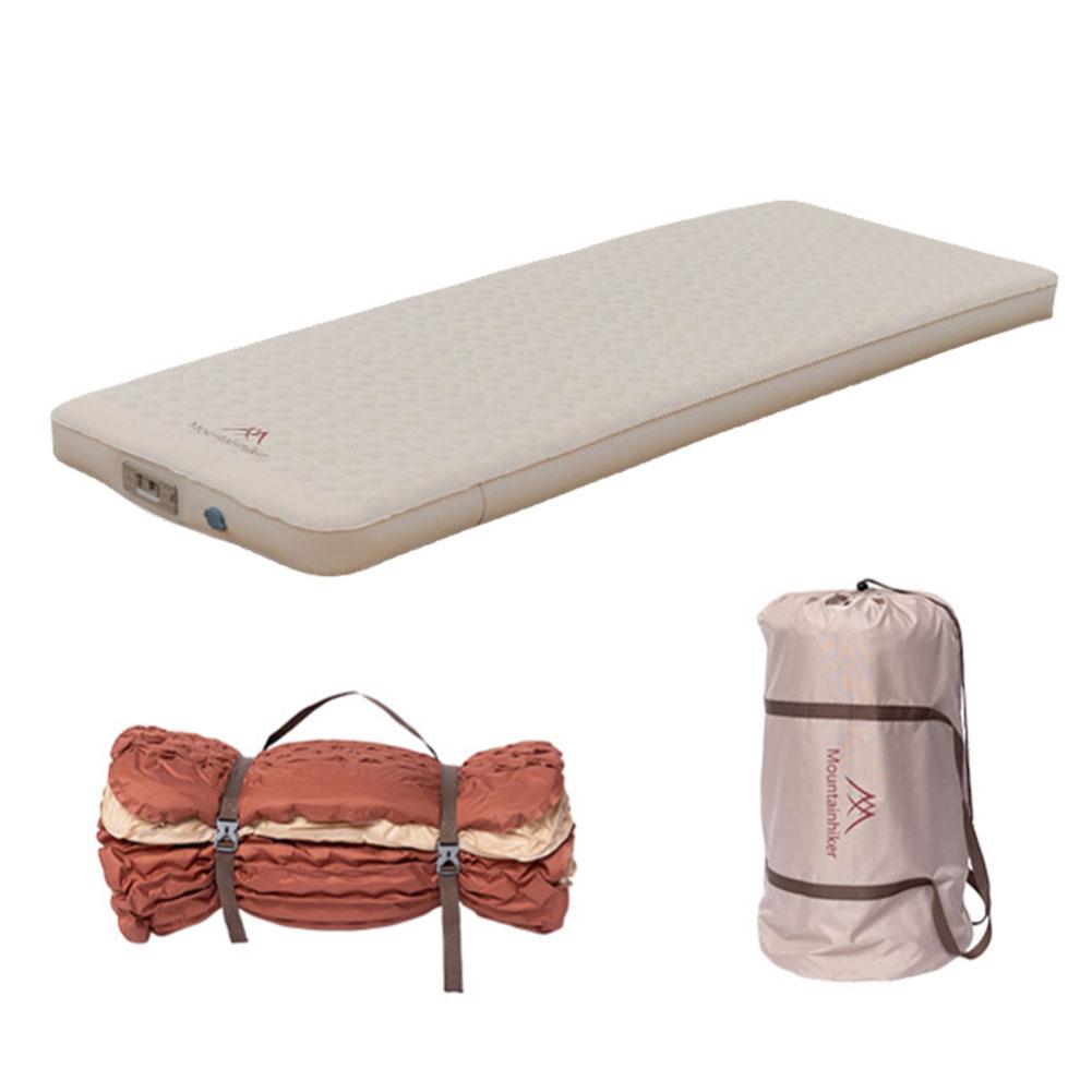

Самонадувающийся спальный коврик со встроенным насосом, надувная кровать для палатки, портативный надувной коврик для пешего туризма Single бежевый