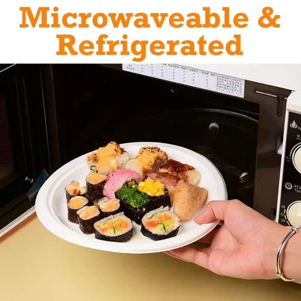 50Pcs Eco-Friendly Disposable Tableware Heat Resistant Wedding Serving Tray Pulp Lunch Boxes Picnic