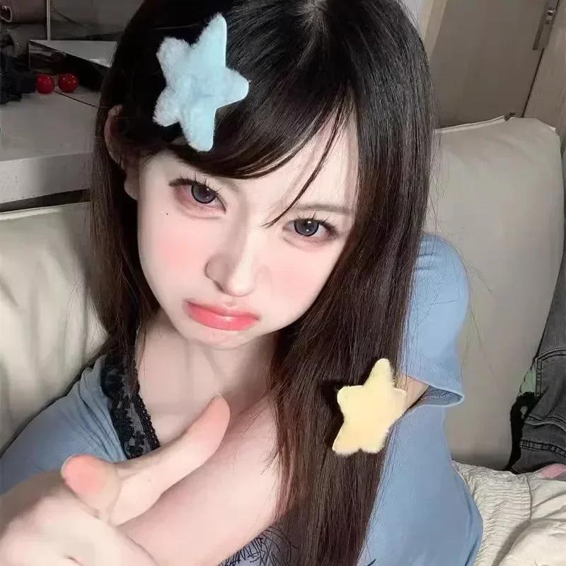 Plush Star Hairpin Sweet Fluffy Solid Color Pentagram Hair Clip Bobby Pin Women Girl HairGrip Barrettes Headwear Hair Accessorie