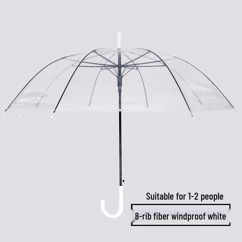 

Стильный прозрачный складной зонт для женщин - Большой, портативный, полностью автоматический и усиленный длинной белой ручкой для использования двумя людьми