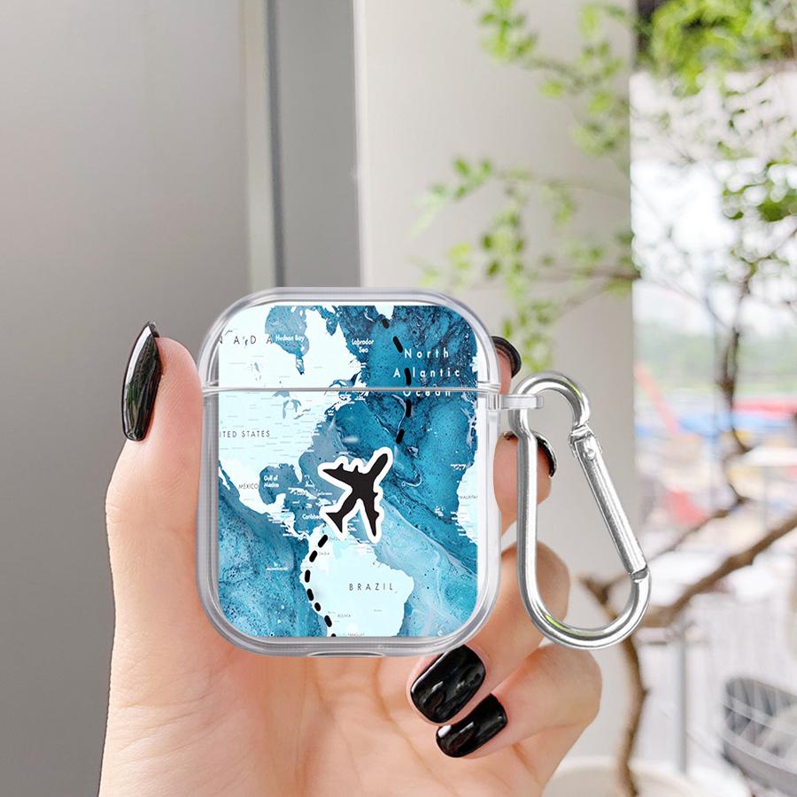 Case For Airpods 2 Pro 1 3 Pro3 Pro2 4 Clear Earphone Cases Cover Airplane Map