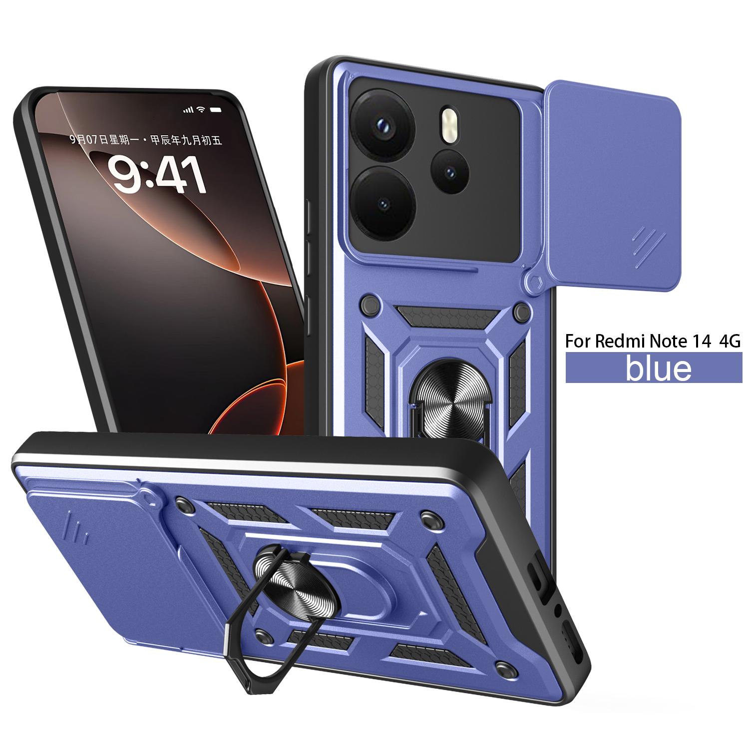 

For Xiaomi Redmi Note 14 Case Redmi Note 14 4G 5G Cover Magnetic Ring Holder Armor Phone Case Slide Camera Protect Back Cover Redmi Note 14 4G (Global)