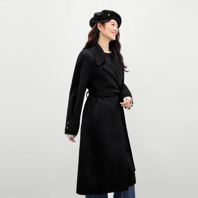 Qiusi Yiren Women's Elegant Lapel Wool Alpaca Blend Coat