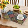 4Pcs Mexican Traditional Pattern Boho Mandala Placemats Rectangular Floral Dining Mats  Festival